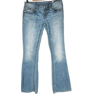 Miss Me Signature Boot Cut Light Wash Low Rise Button Flap Pocket Y2K Jeans 28